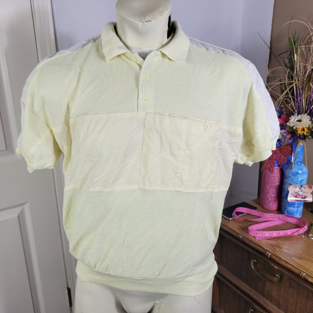 Bristol Bay Ltd Mens vtg Large Short Sleeve Shirt 80s color Cream